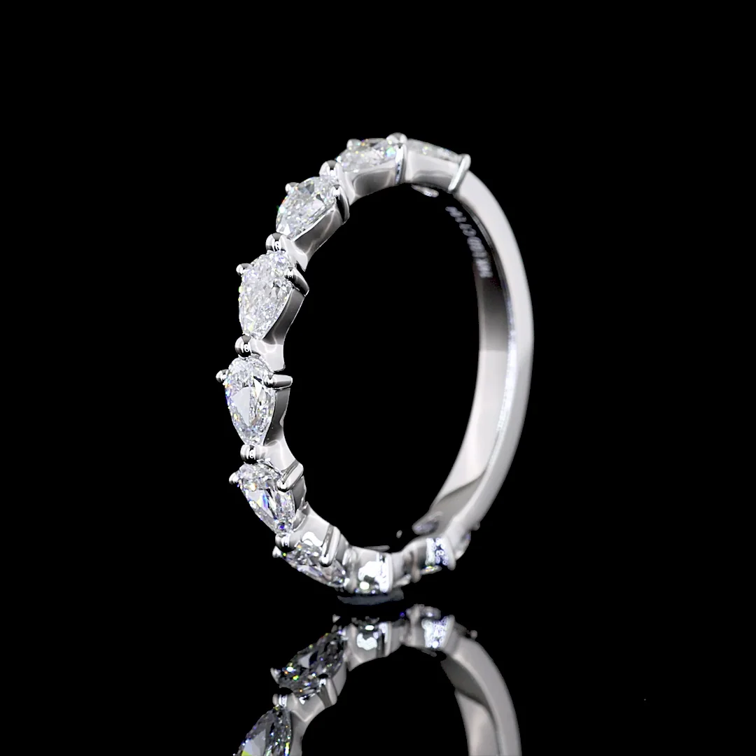 1.05 Cts 14k White Gold Pear Shape 3/4 Band Eternity Band - Image 4