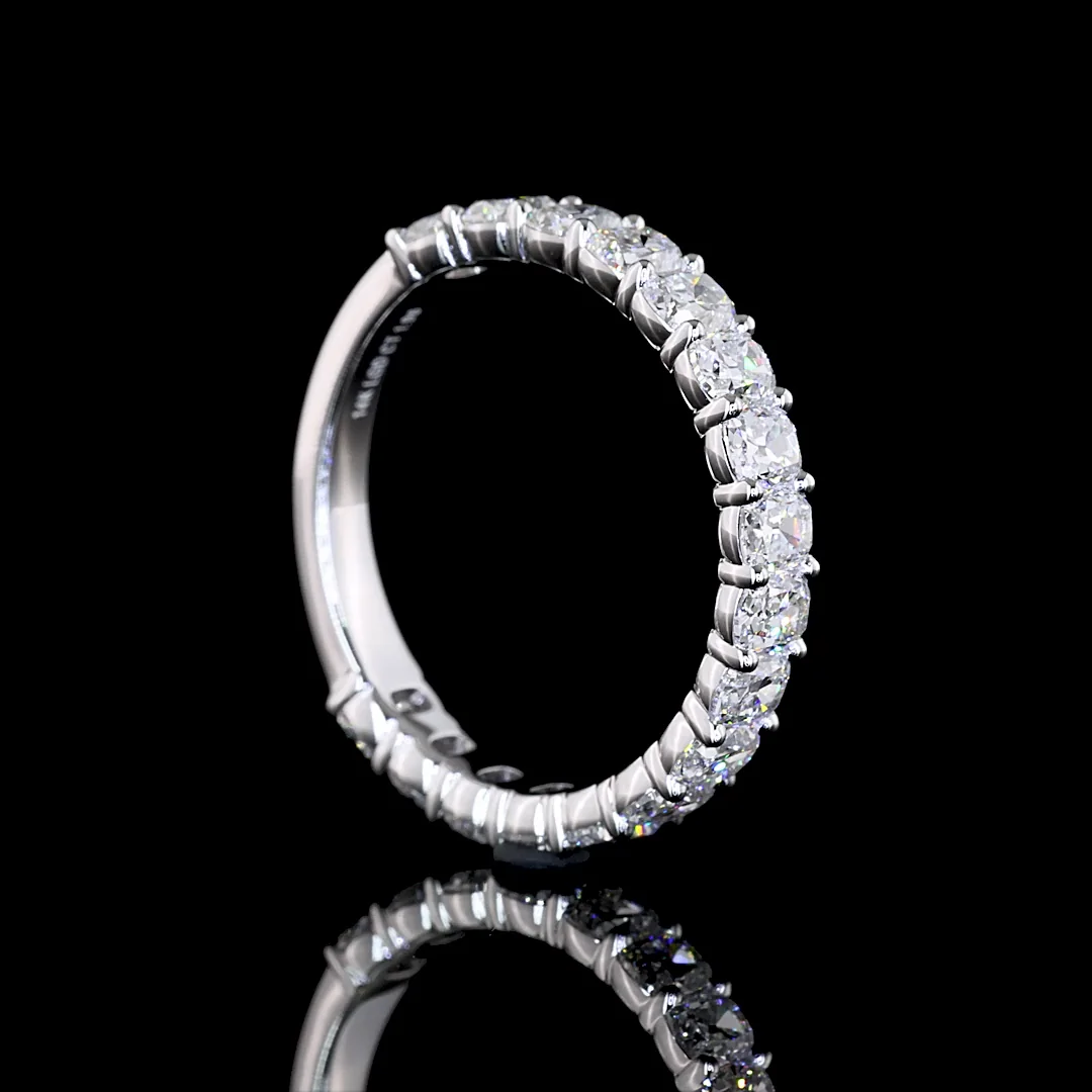 1.98 Cts 14k White Gold Antique Cushion Shape 3/4 Band Eternity Band - Image 2