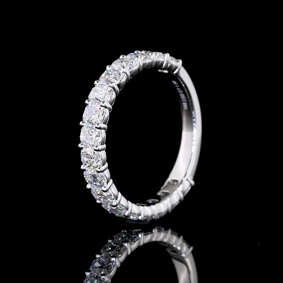 1.98 Cts 14k White Gold Antique Cushion Shape 3/4 Band Eternity Band - Image 4