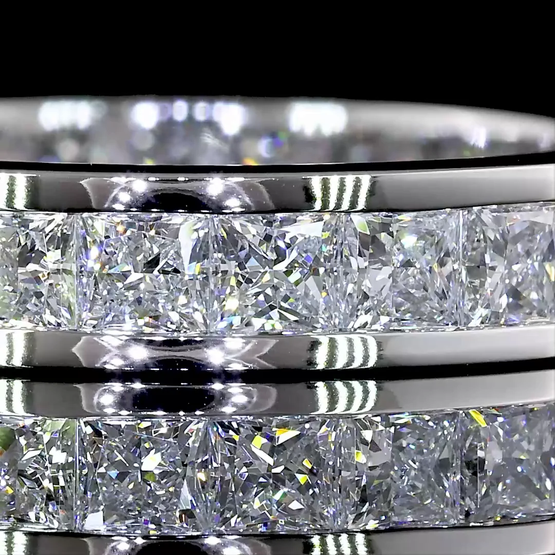 2.52 Cts 14k White Gold Princess Shape Eternity Band Eternity Band - Image 3