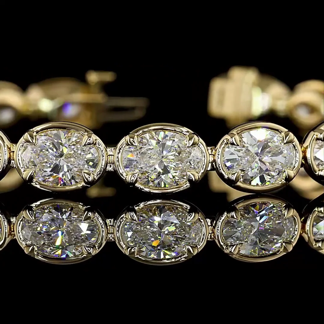 14.27 Cts 14k Yellow Gold Oval Shape Tennis Bracelet - Image 2