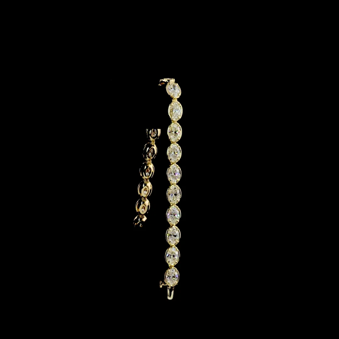 14.27 Cts 14k Yellow Gold Oval Shape Tennis Bracelet - Image 3