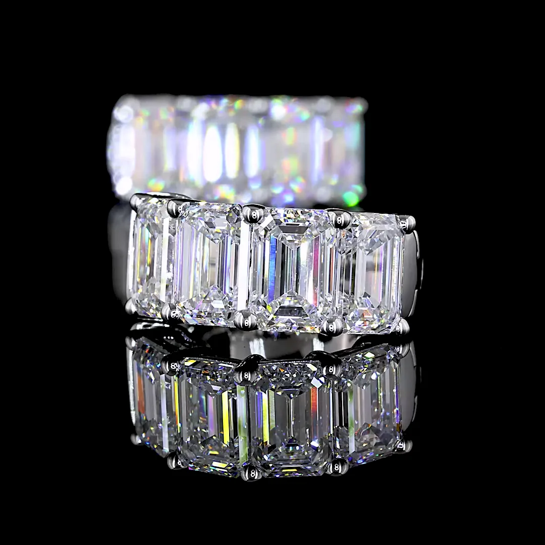 4.27 Cts 14k White Gold Emerald Shape Huggies Earring - Image 4