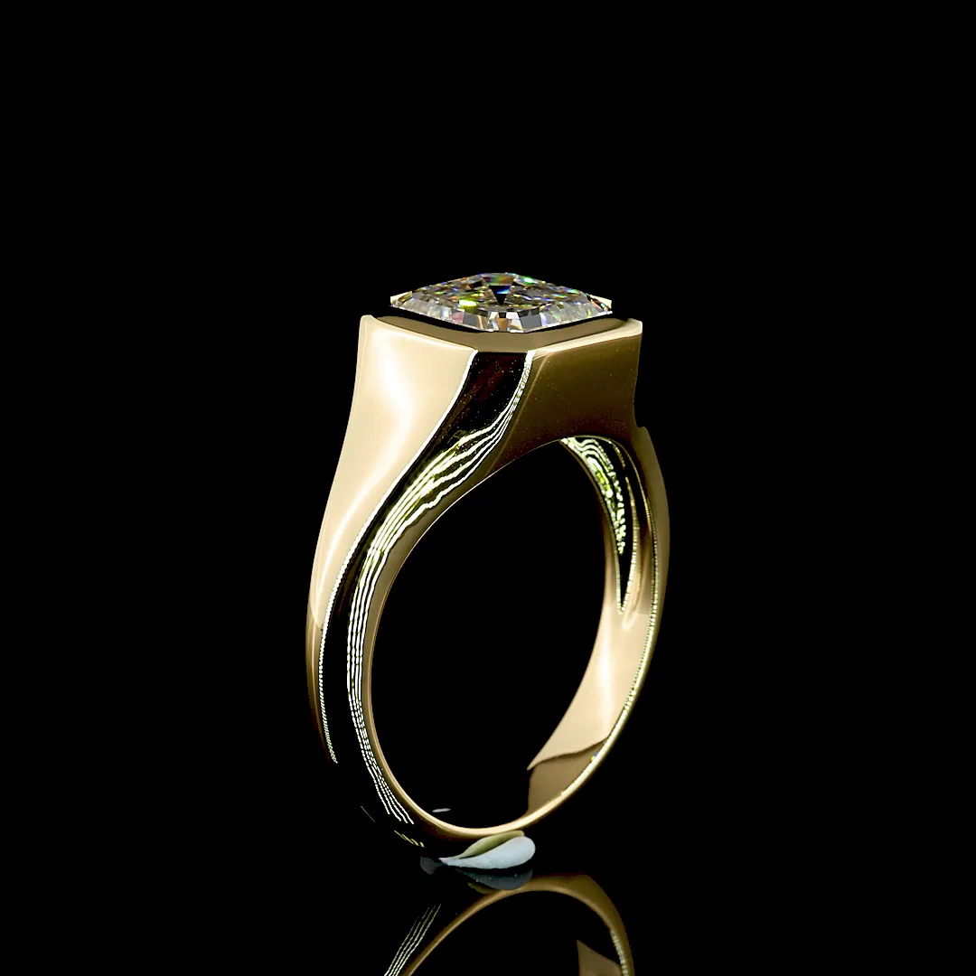 3.02 Cts 14k Yellow Gold Asscher Shape Solitaire Ring - Image 4