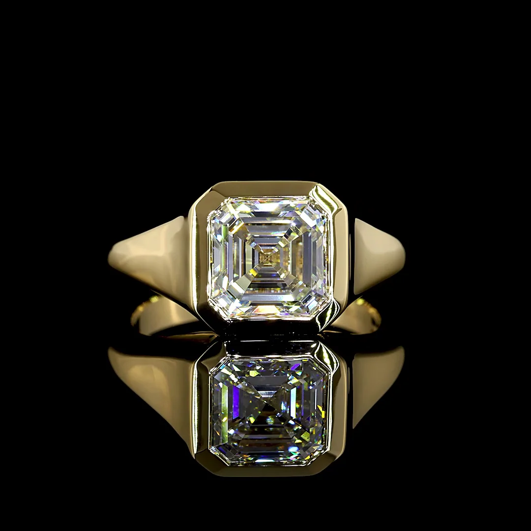 3.02 Cts 14k Yellow Gold Asscher Shape Solitaire Ring - Video