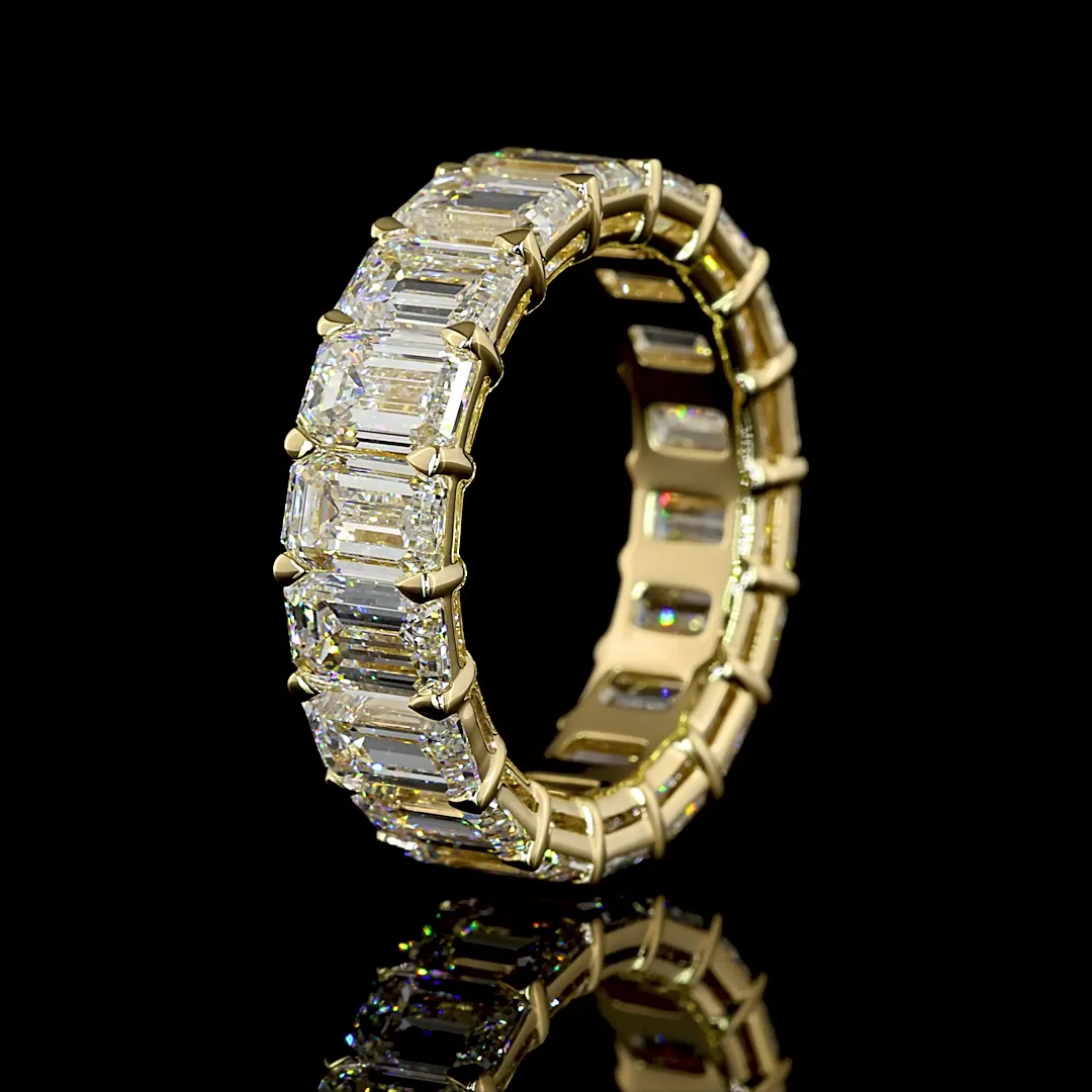 8.98 Cts 14k Yellow Gold Emerald Shape Eternity Band Eternity Band - Image 4