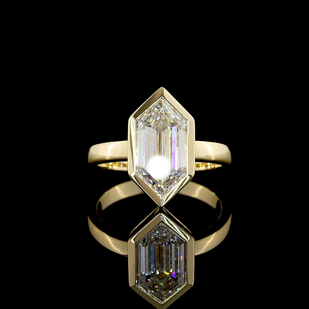 3.22 Cts 14k Yellow Gold Step Marquise Shape Solitaire Ring - Video