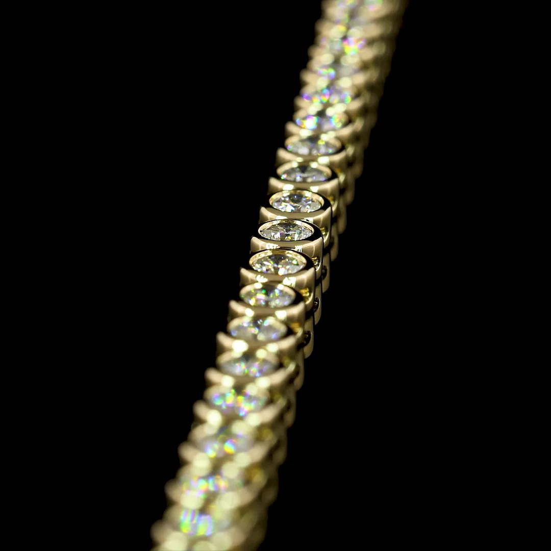 6.19 Cts 14k Yellow Gold Round Shape Tennis Necklace - Image 2