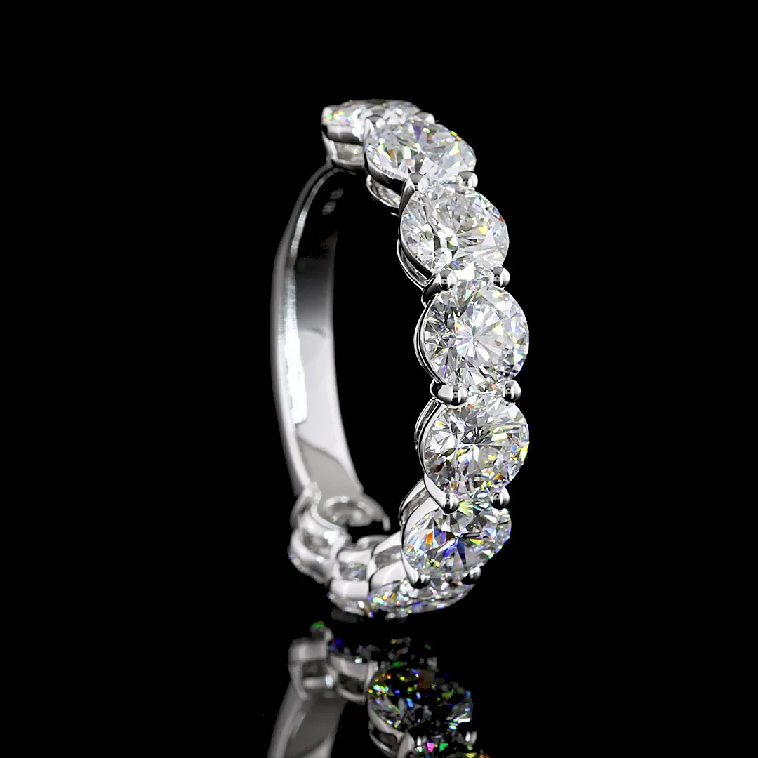 3.97 Cts 14k White Gold Round Shape Half Eternity Eternity Band - Image 2
