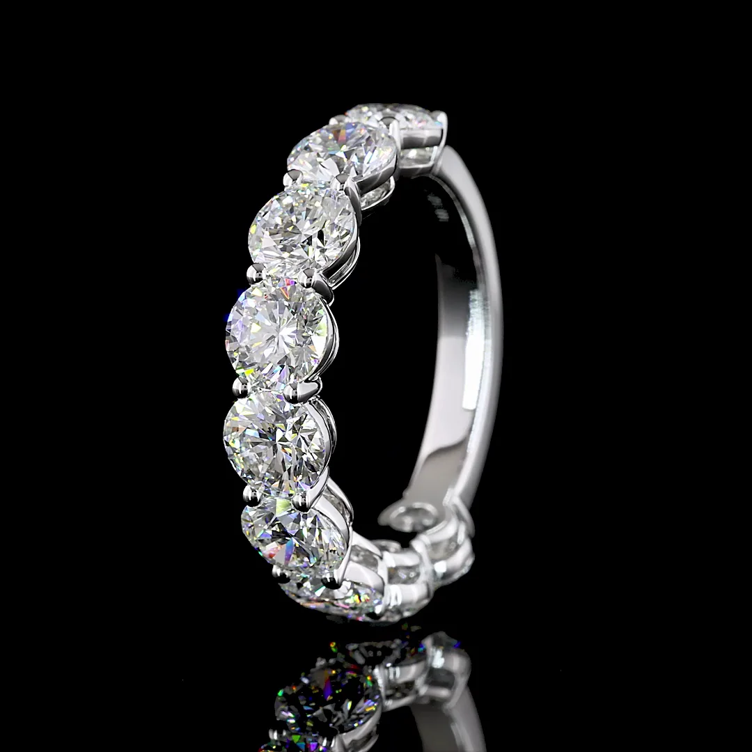 3.97 Cts 14k White Gold Round Shape Half Eternity Eternity Band - Image 3
