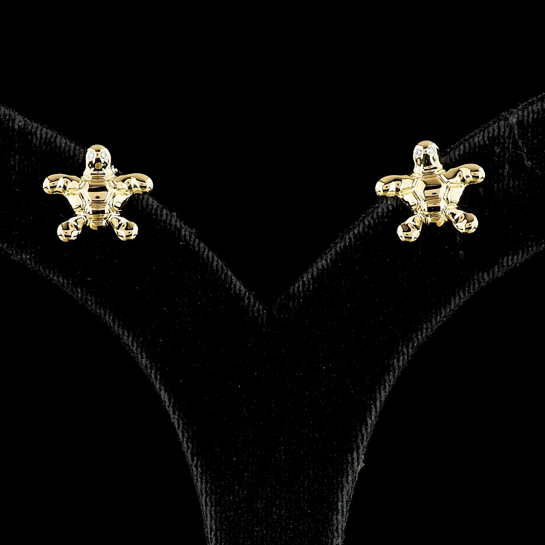 0.03 Cts 18k Yellow Gold Round Shape Symbol Earring - Video