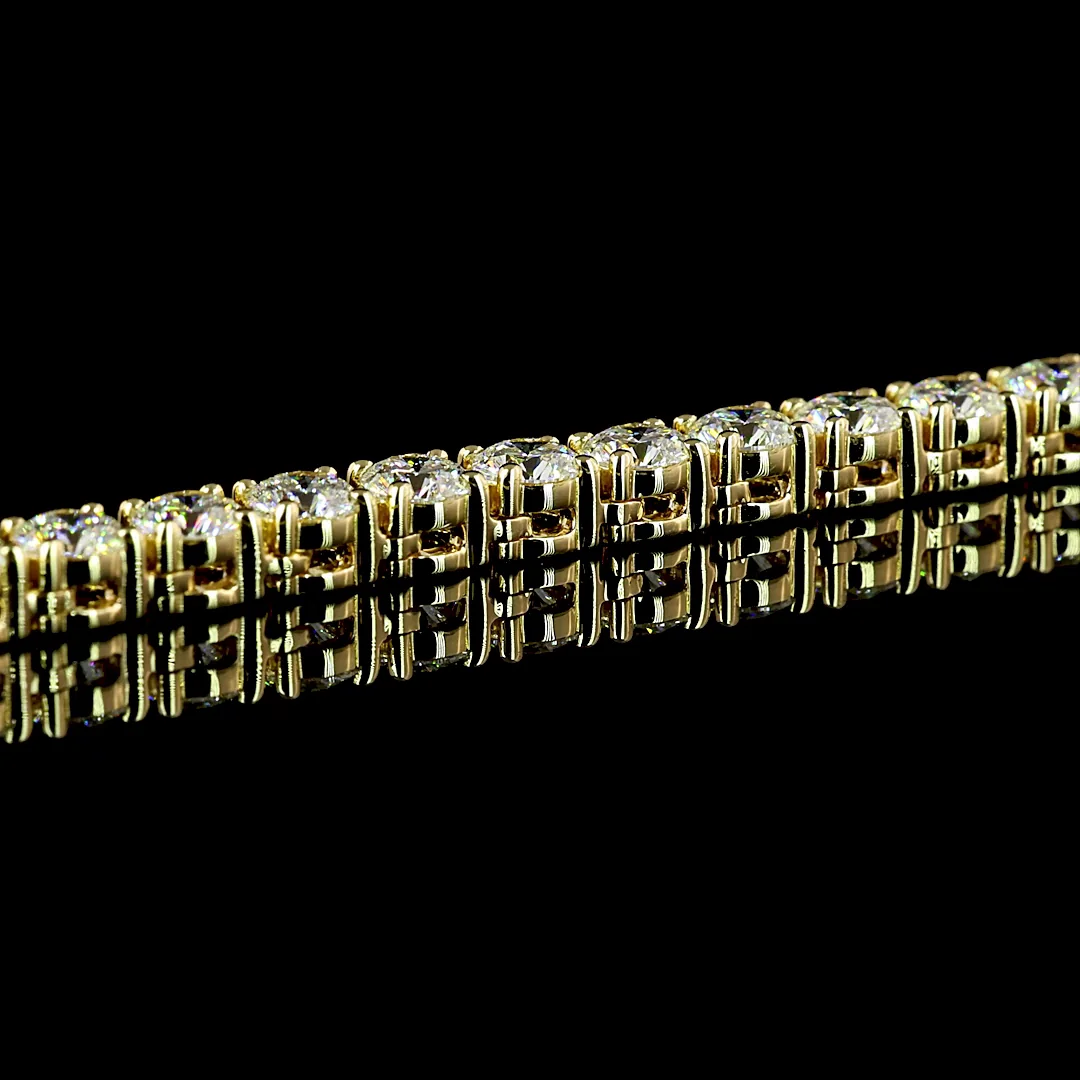 12.41 Cts 14k Yellow Gold Round Shape Tennis Necklace - Image 4