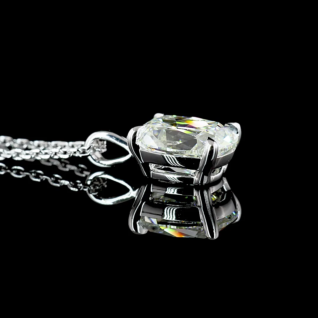 1.9 Cts 14k White Gold Antique Cushion Shape Solitaire Pendant - Image 2