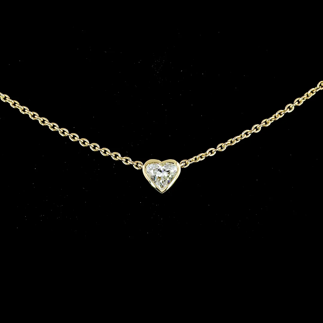 3.37 Cts 14k Yellow Gold Heart Shape Station Necklace - Image 3