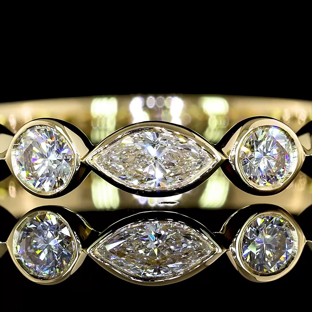 0.83 Cts 14k Yellow Gold Mix Shape 3/4 Band Eternity Band - Image 3