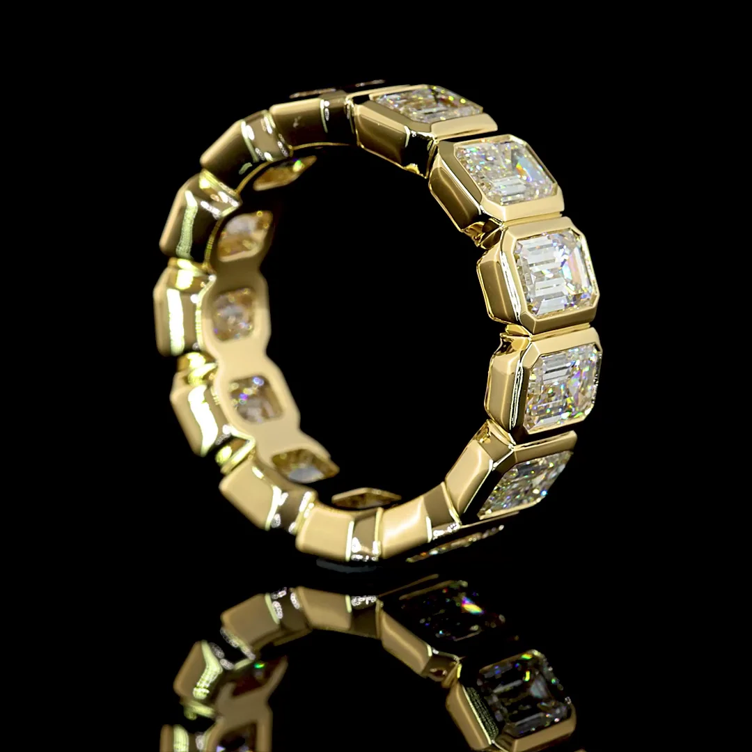 5.42 Cts 14k Yellow Gold Emerald Shape Eternity Band Eternity Band - Image 2