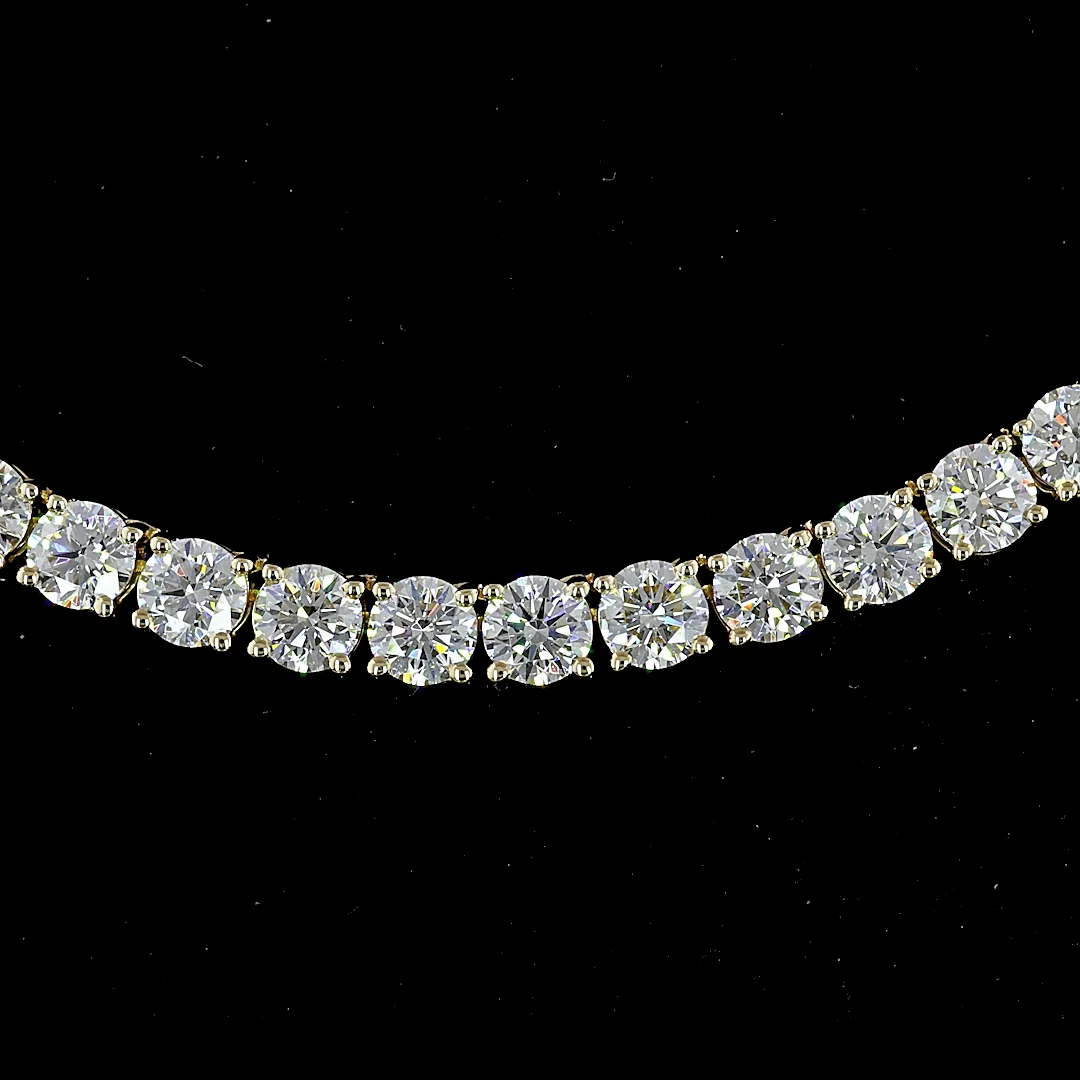13.9 Cts 14k Yellow Gold Round Shape Tennis Necklace - Image 3