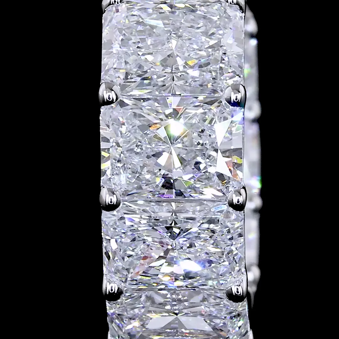 4.07 Cts 14k White Gold Radiant Shape Hanging Earring - Image 2