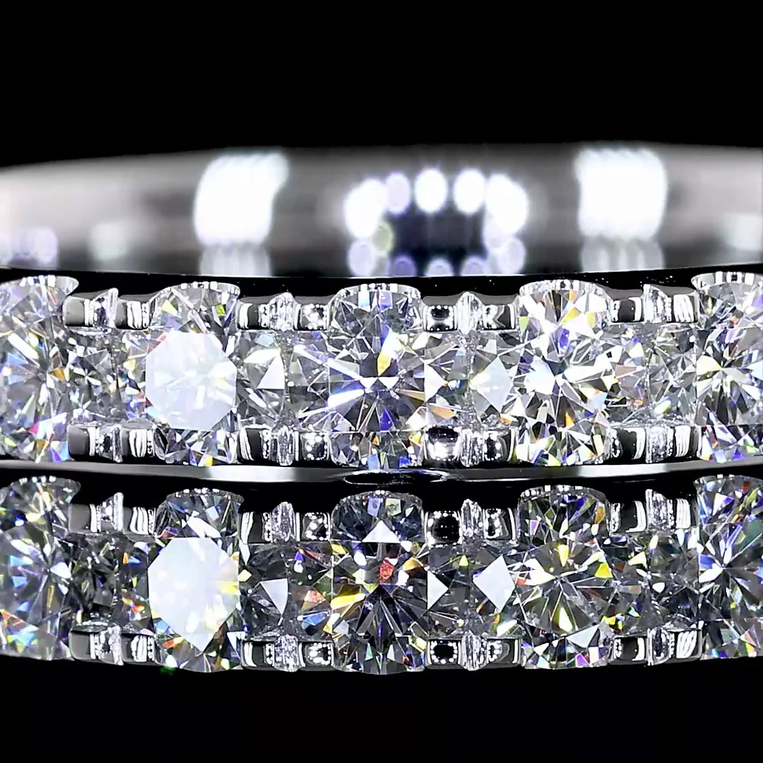 0.69 Cts 14k White Gold Round Shape Half Eternity Eternity Band - Image 3