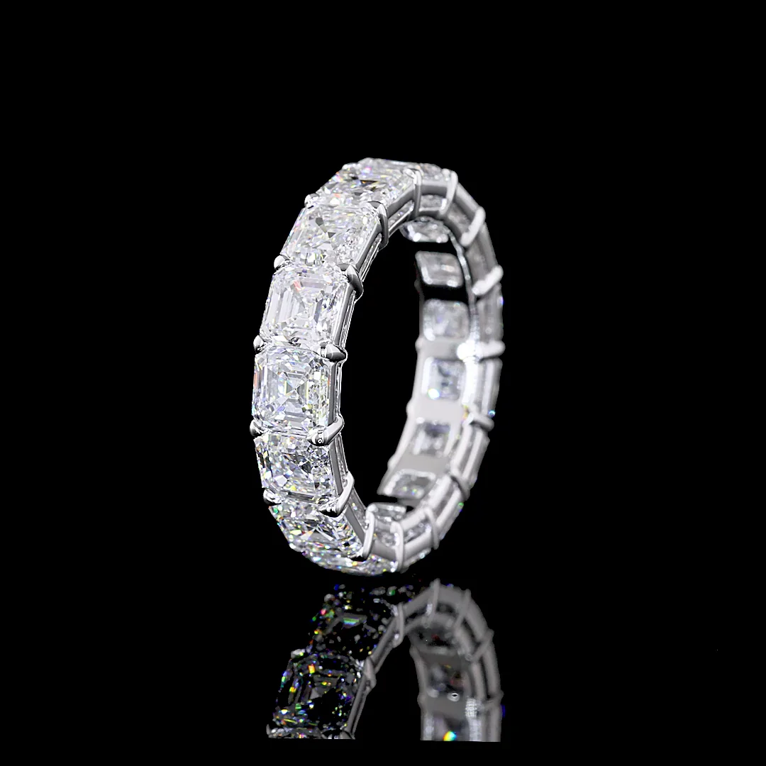 7.03 Cts 14k White Gold Asscher Shape Eternity Band Eternity Band - Image 4