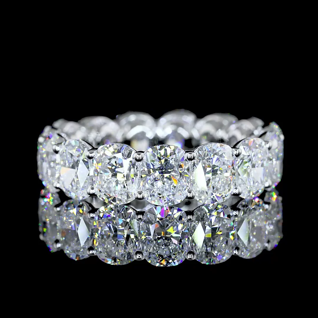 7.36 Cts 14k White Gold Cushion Brilliant Shape Eternity Band Eternity Band - Video