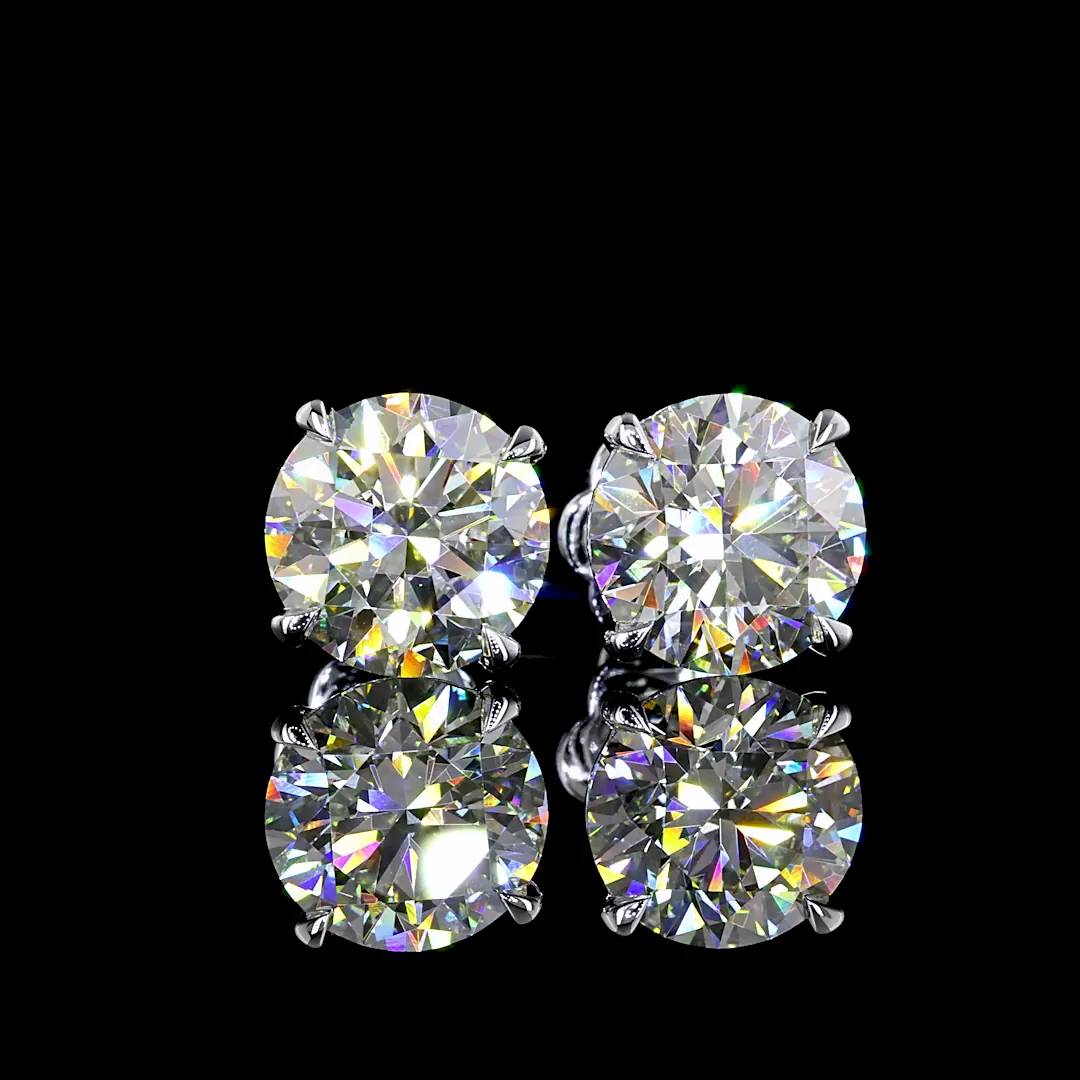 4.7 Cts 14k White Gold Round Shape Studs Earring - Image 3