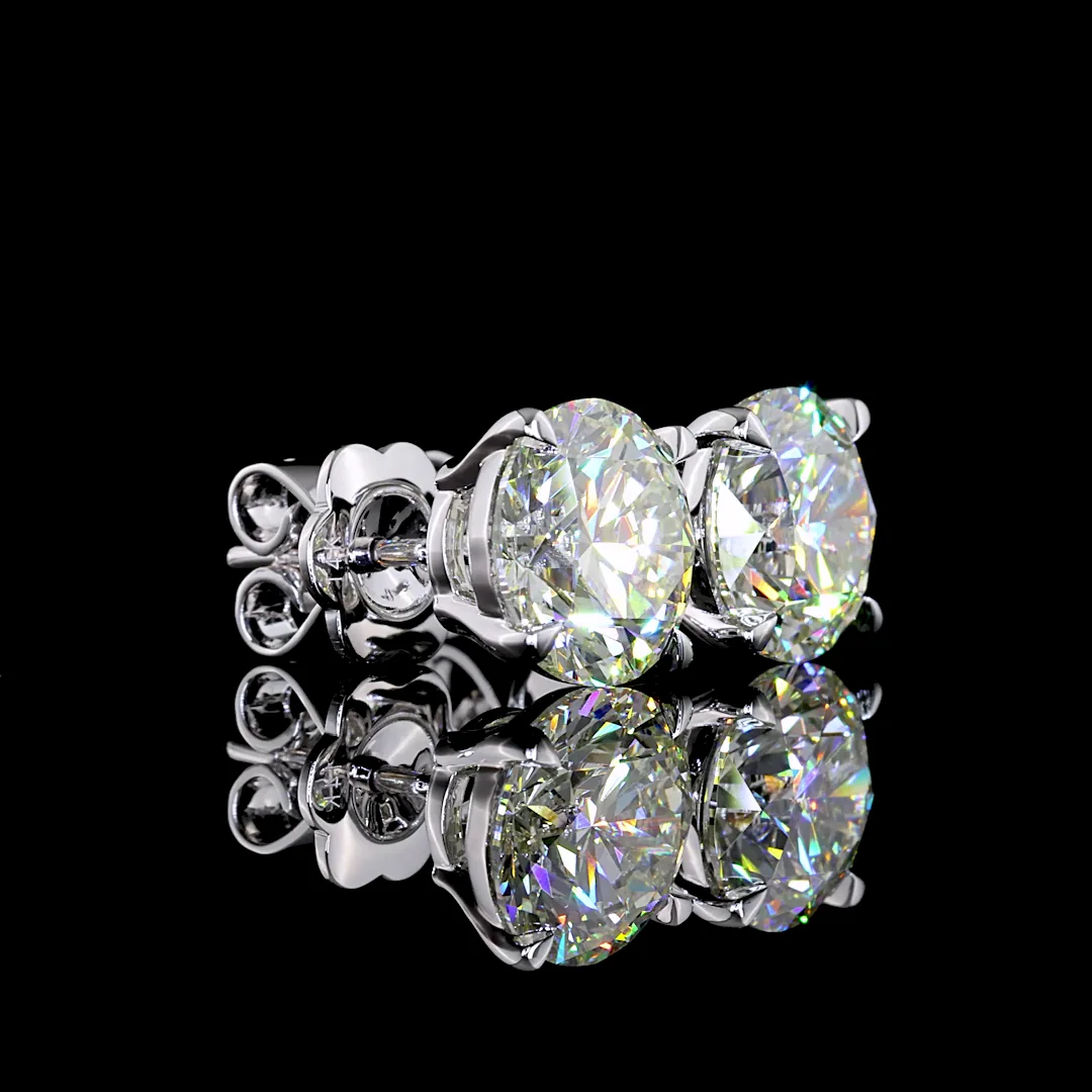 4.7 Cts 14k White Gold Round Shape Studs Earring - Video