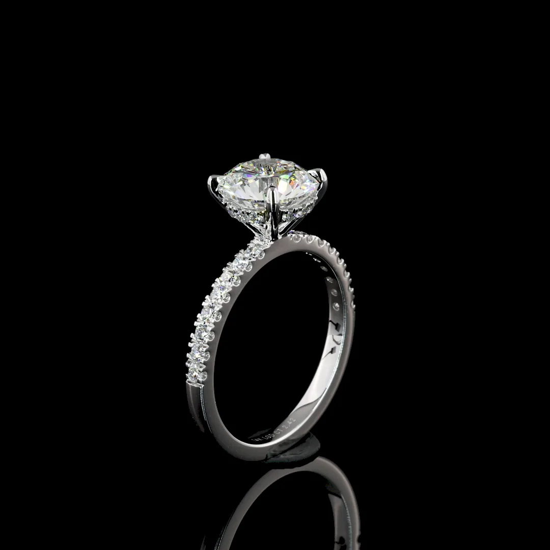2.46 Cts 14k White Gold Round Shape Hidden Halo Ring - Image 4
