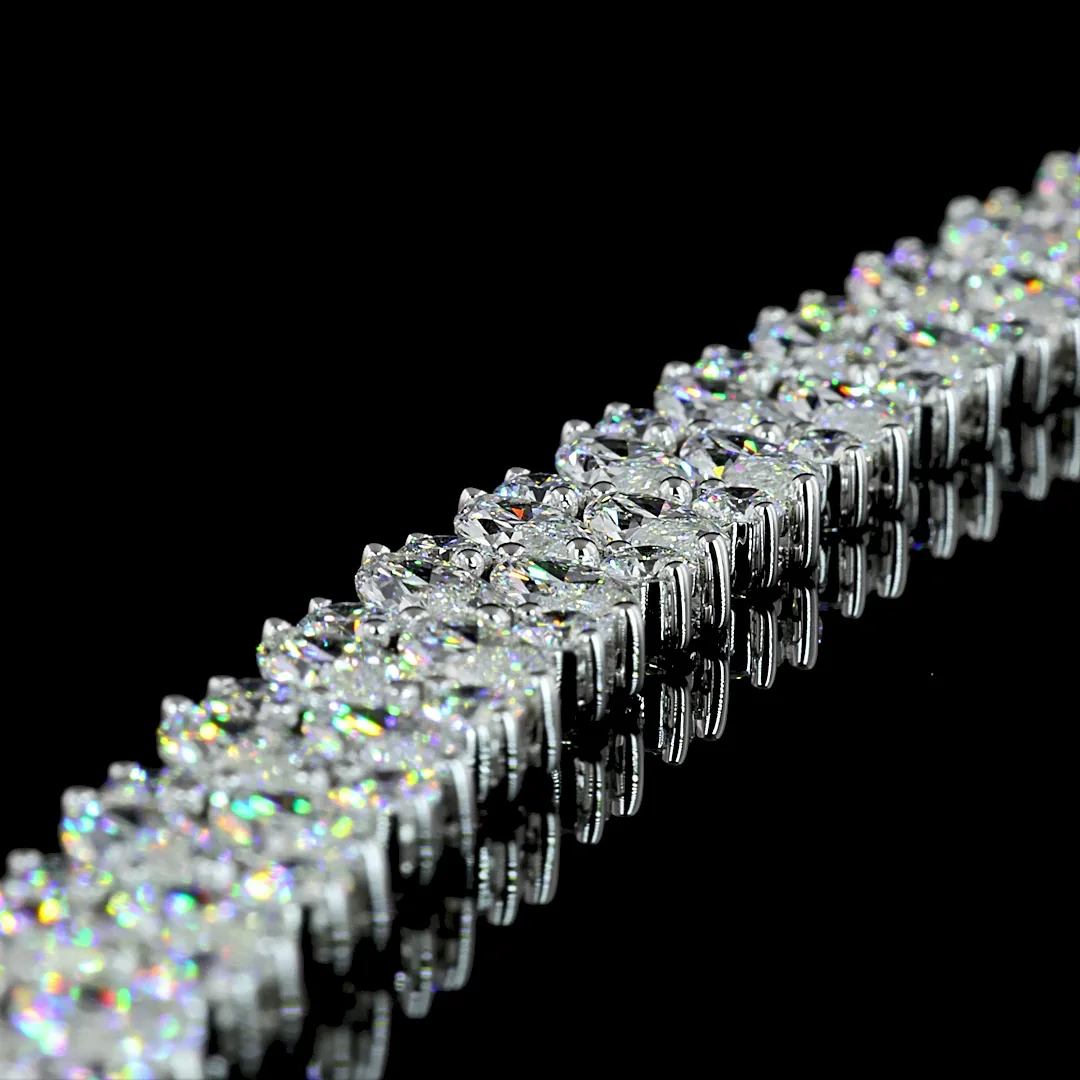 37.85 Cts 14k White Gold Marquise Shape Tennis Necklace - Image 2