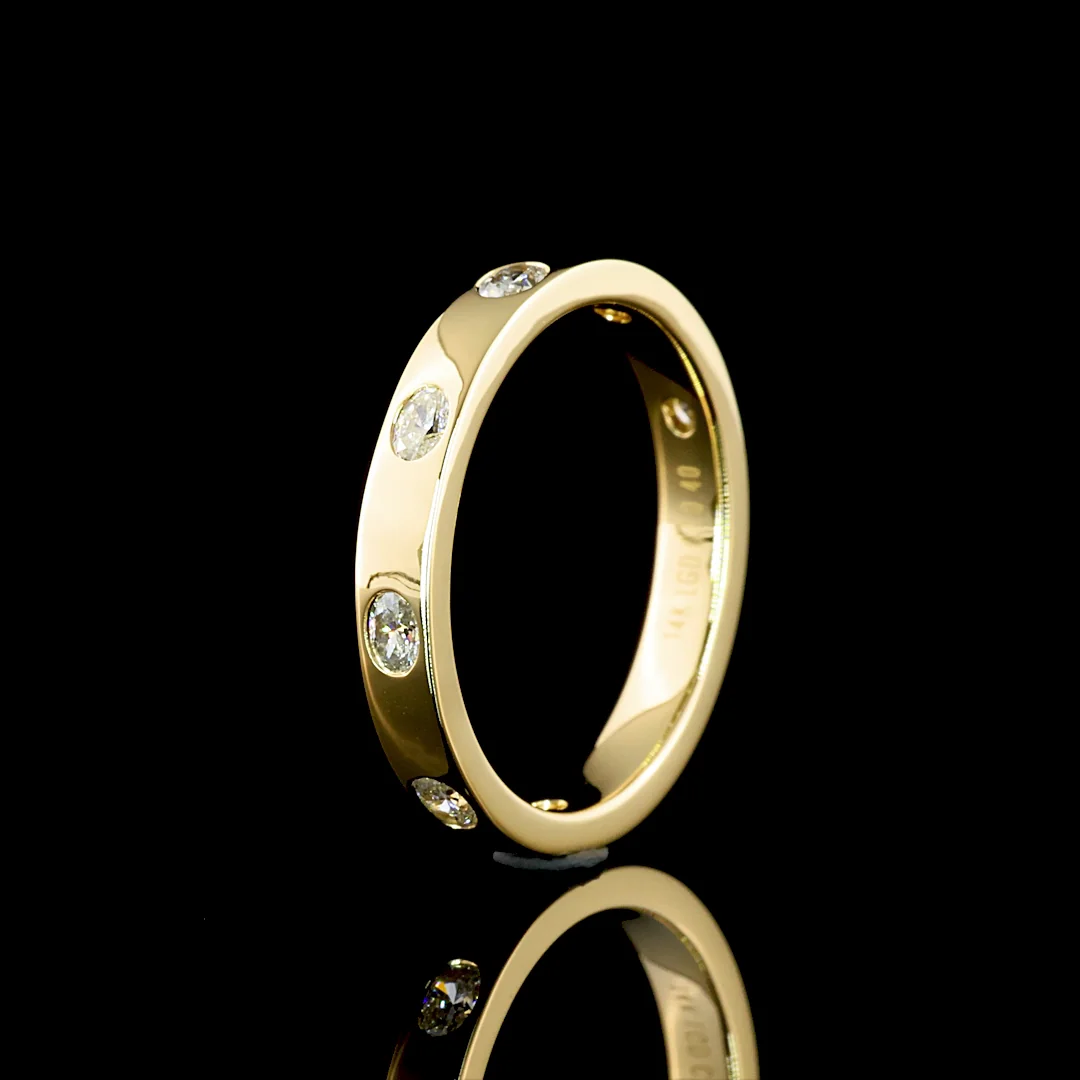 0.4 Cts 14k Yellow Gold Oval Shape 3/4 Band Eternity Band - Image 4