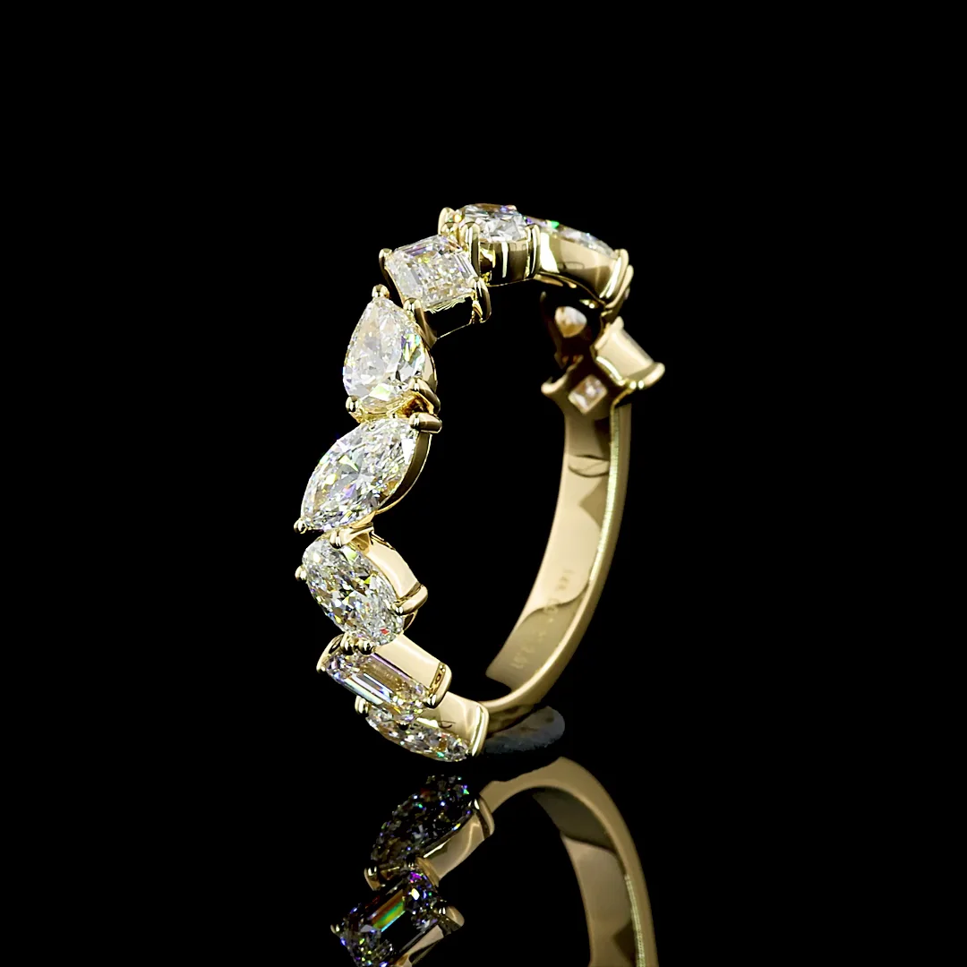 2.19 Cts 14k Yellow Gold Mix Shape 3/4 Band Eternity Band - Image 4