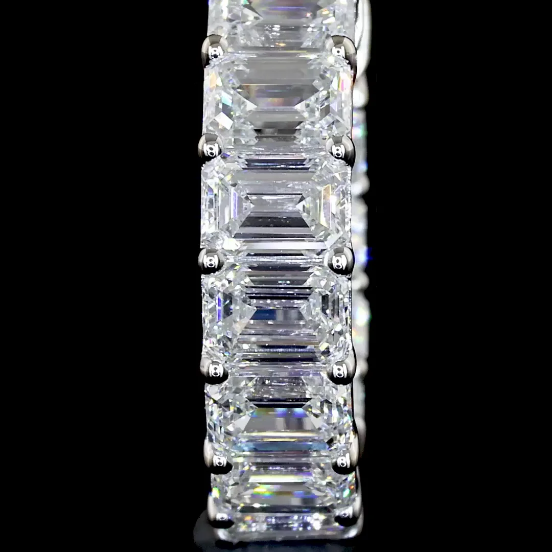 3.14 Cts 14k White Gold Emerald Shape Huggies Earring - Image 3