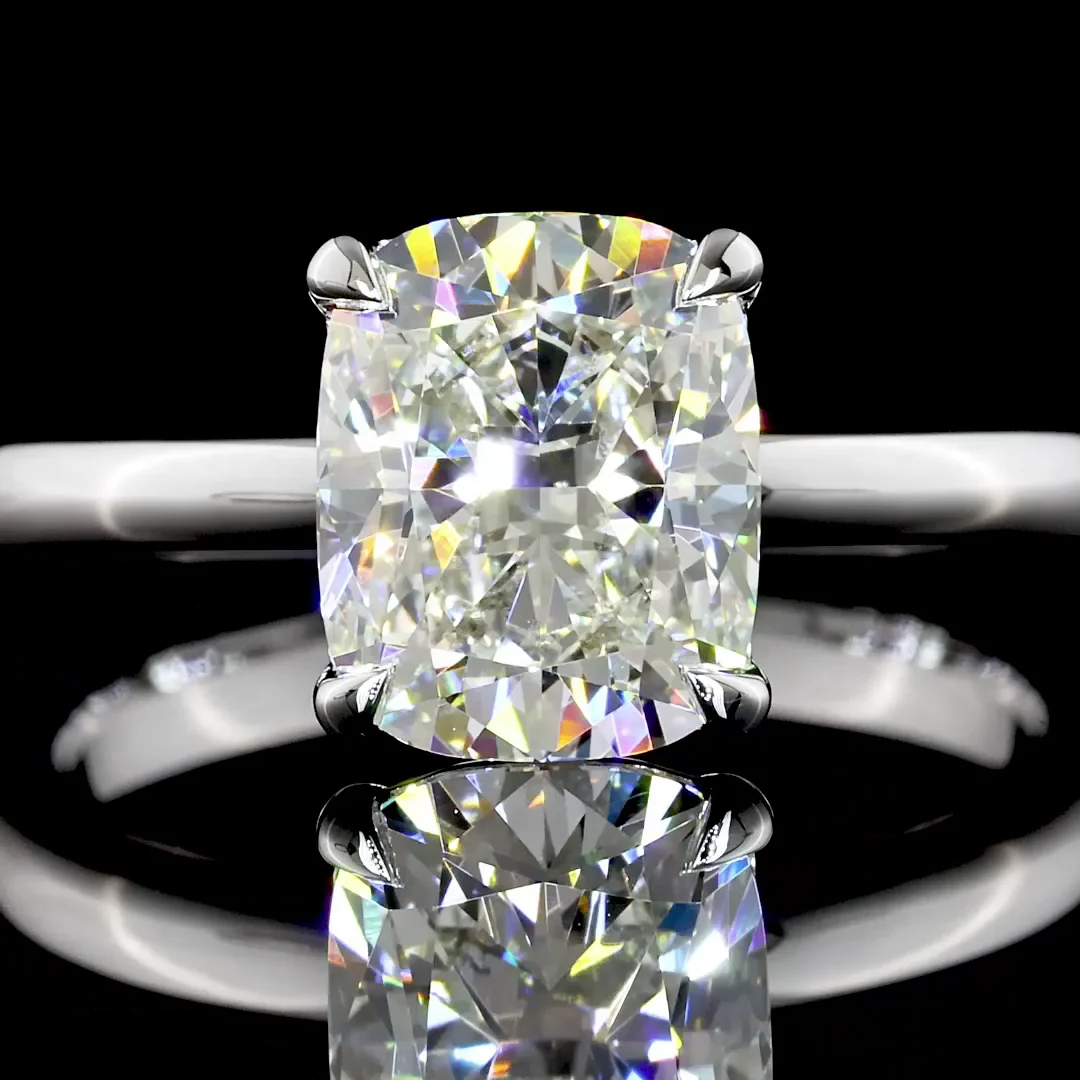 2.09 Cts 14k White Gold Cushion Modified Shape Solitaire Ring - Image 2