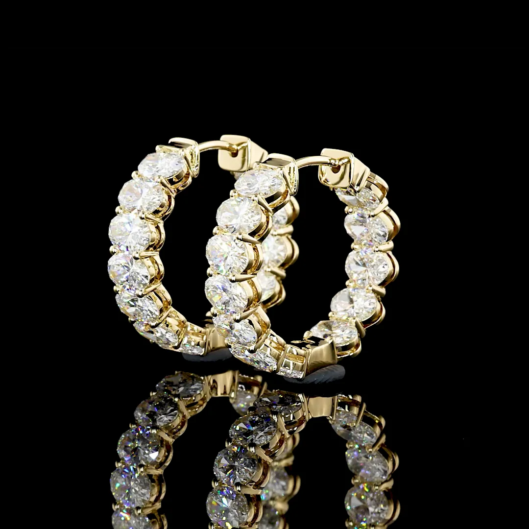 5.17 Cts 14k Yellow Gold Oval Shape Huggies Earring - Image 2