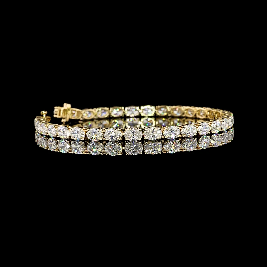 10 Cts 14k Yellow Gold Oval Shape Tennis Bracelet - Video