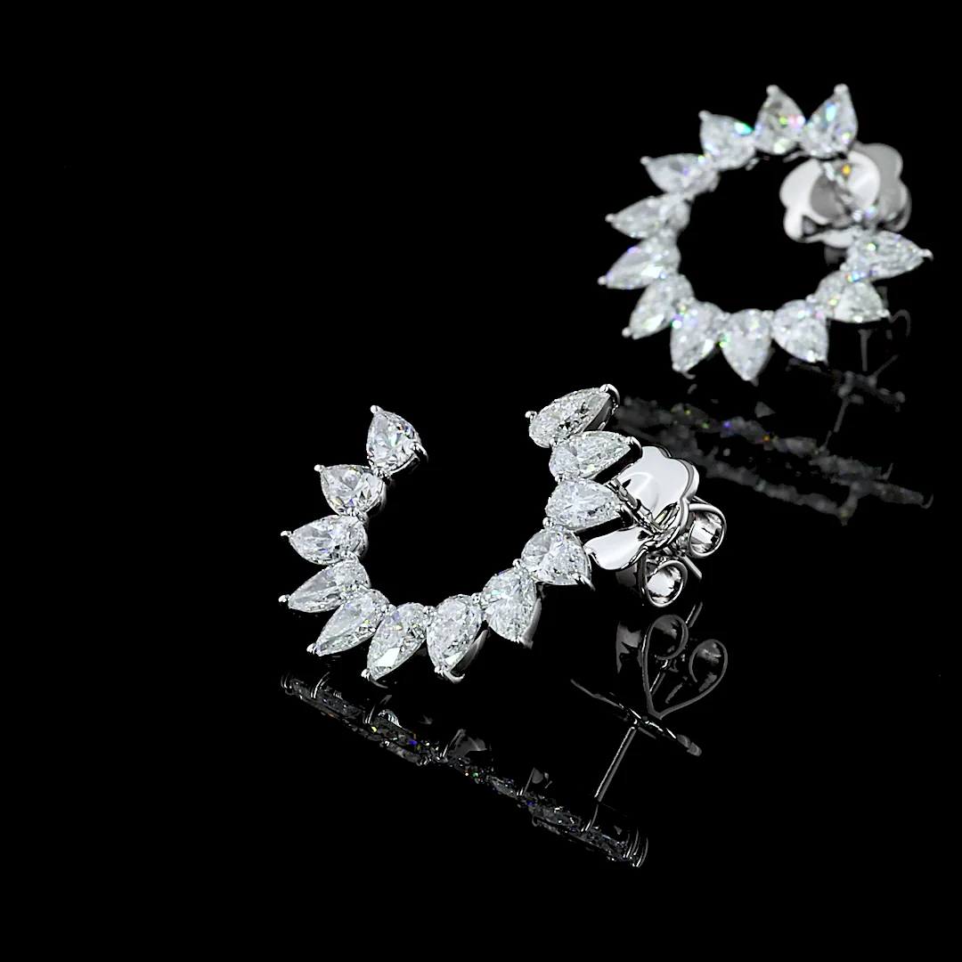 2.75 Cts 14k White Gold Pear Shape Special Earring - Image 4