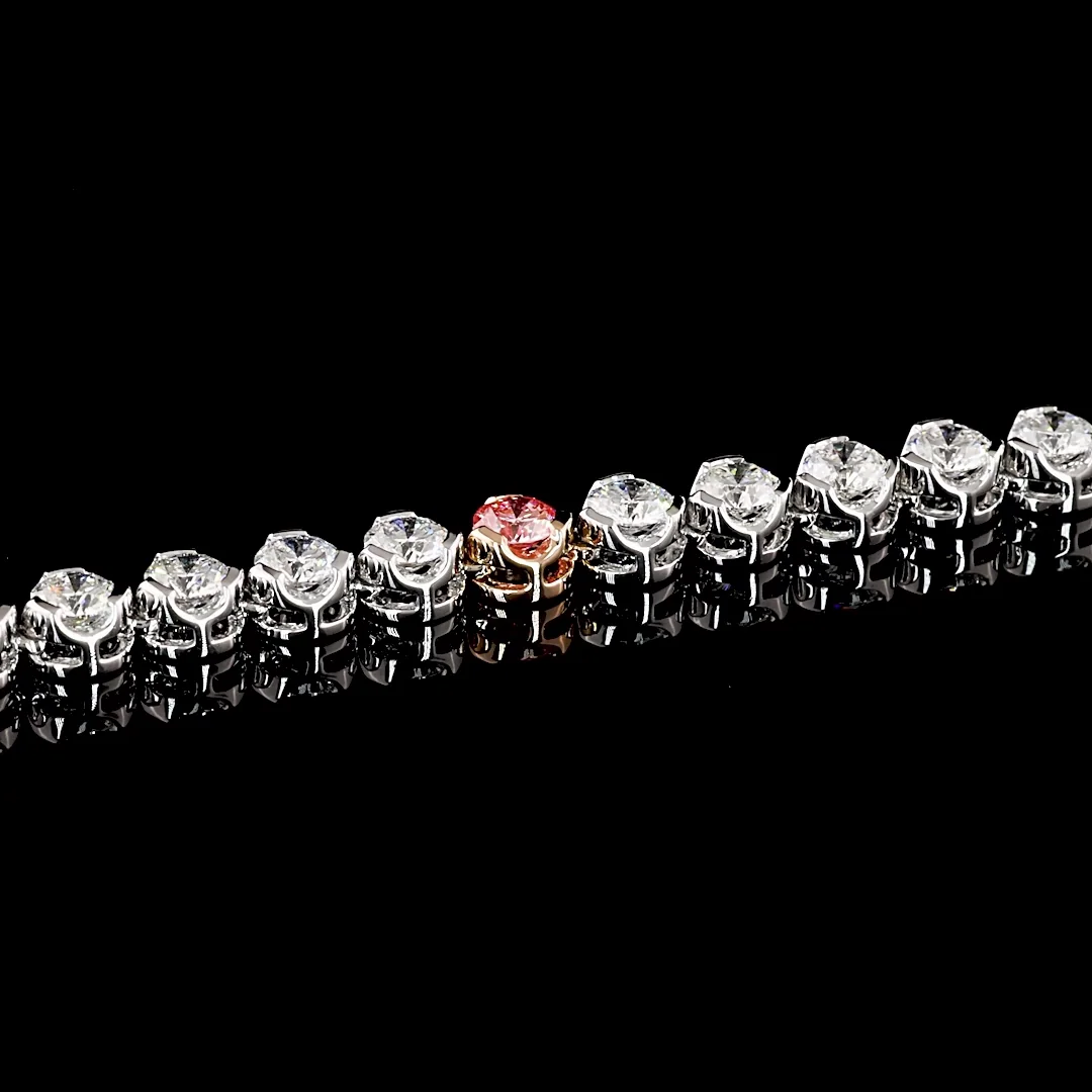 10.73 Cts 14k Two Tone Round Shape Tennis Necklace - Image 4