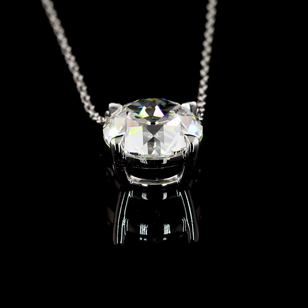 2.02 Cts 14k White Gold Old European Brilliant Shape Solitaire Pendant - Image 4