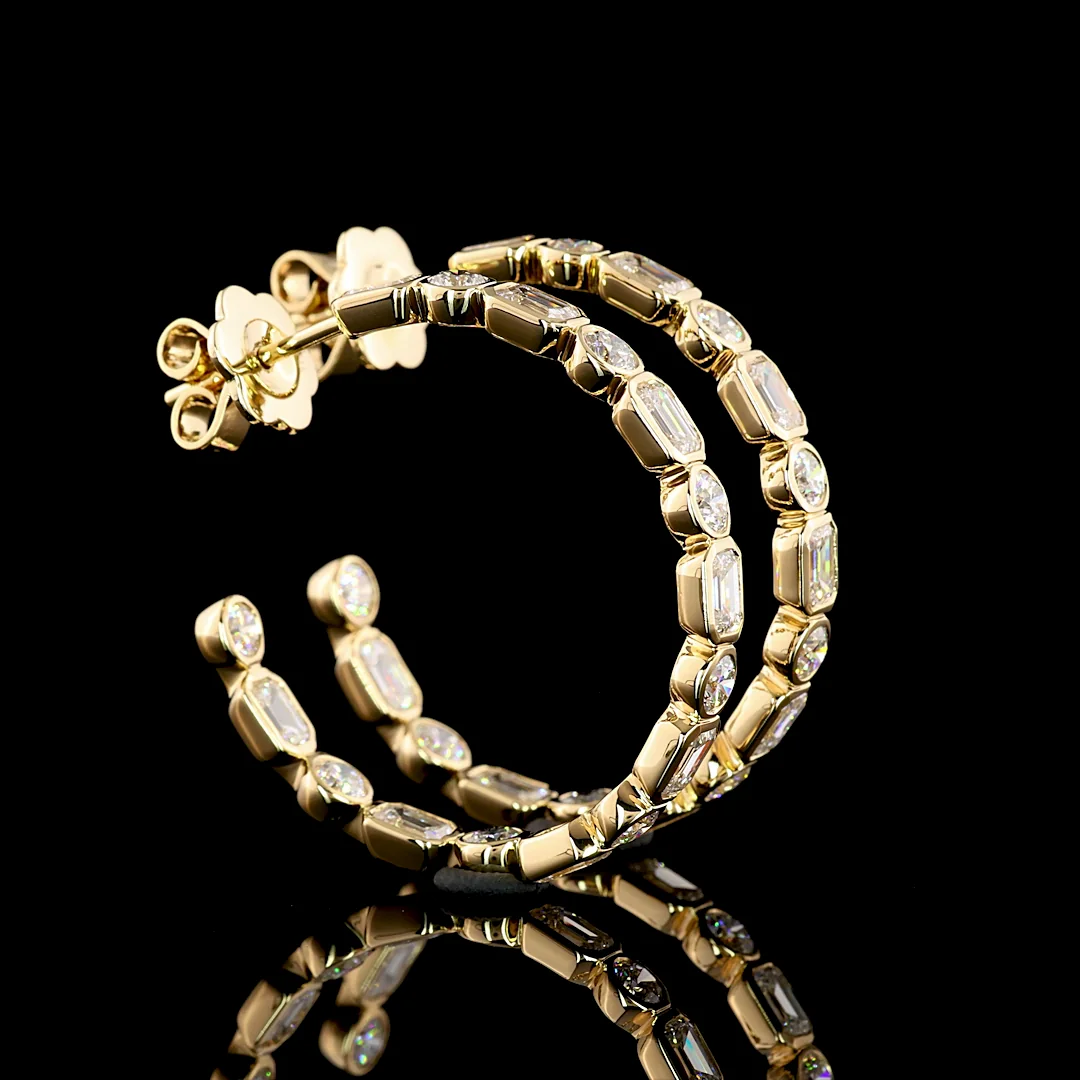 4.05 Cts 14k Yellow Gold Mix Shape C Hoops Earring - Image 2