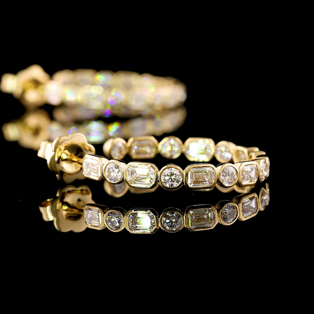 4.05 Cts 14k Yellow Gold Mix Shape C Hoops Earring - Image 4