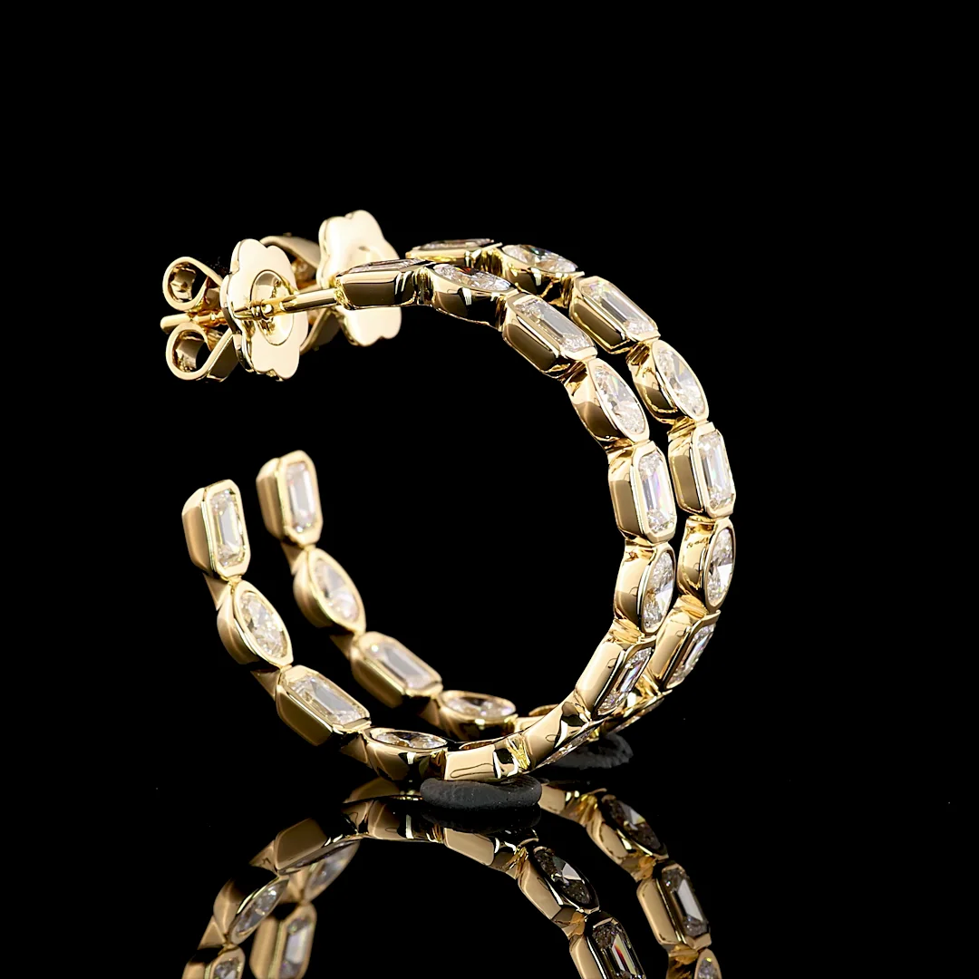 3.85 Cts 14k Yellow Gold Mix Shape C Hoops Earring - Image 2