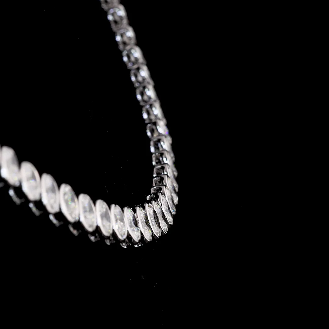 10.35 Cts 14k White Gold Oval Shape Tennis Necklace - Image 3