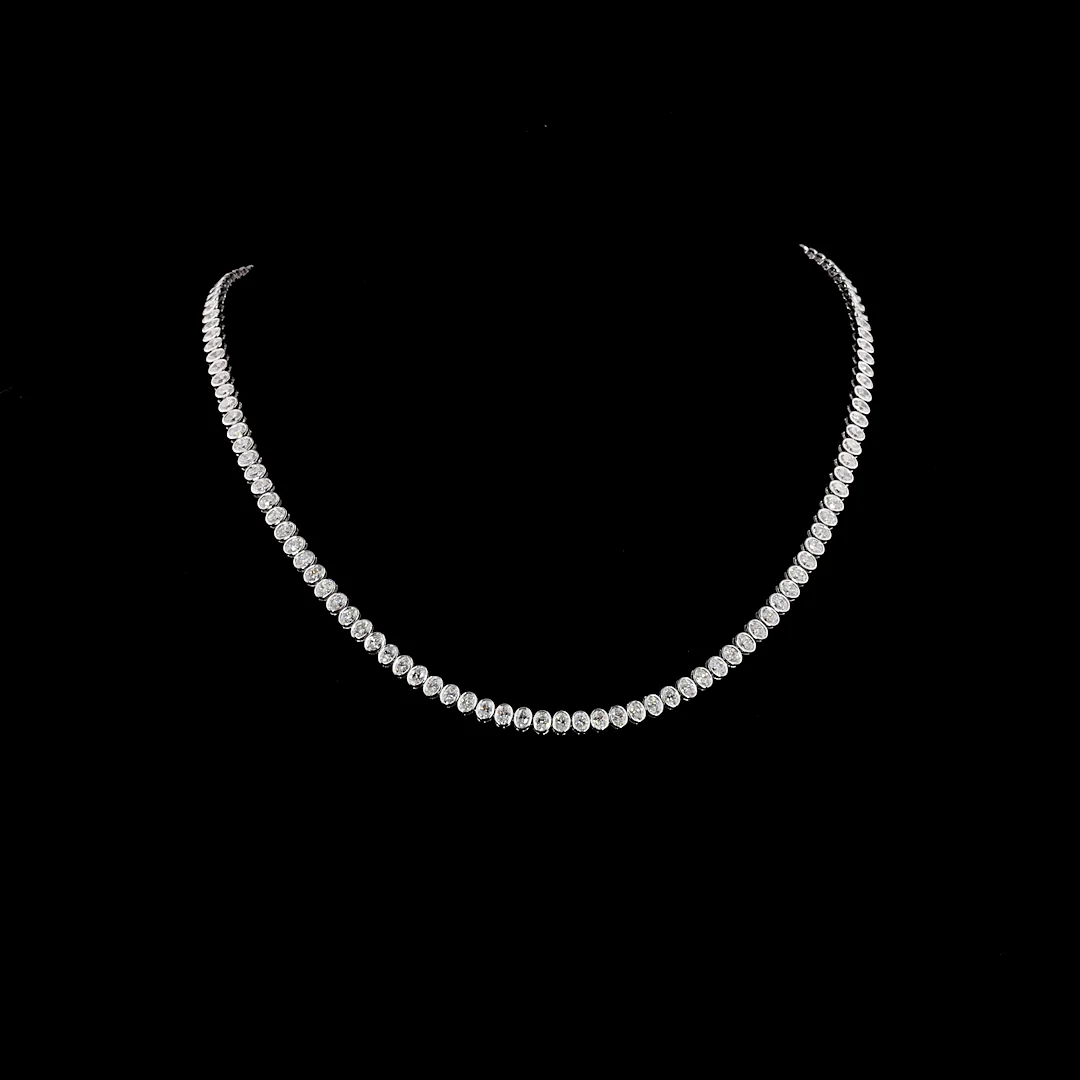 10.35 Cts 14k White Gold Oval Shape Tennis Necklace - Video