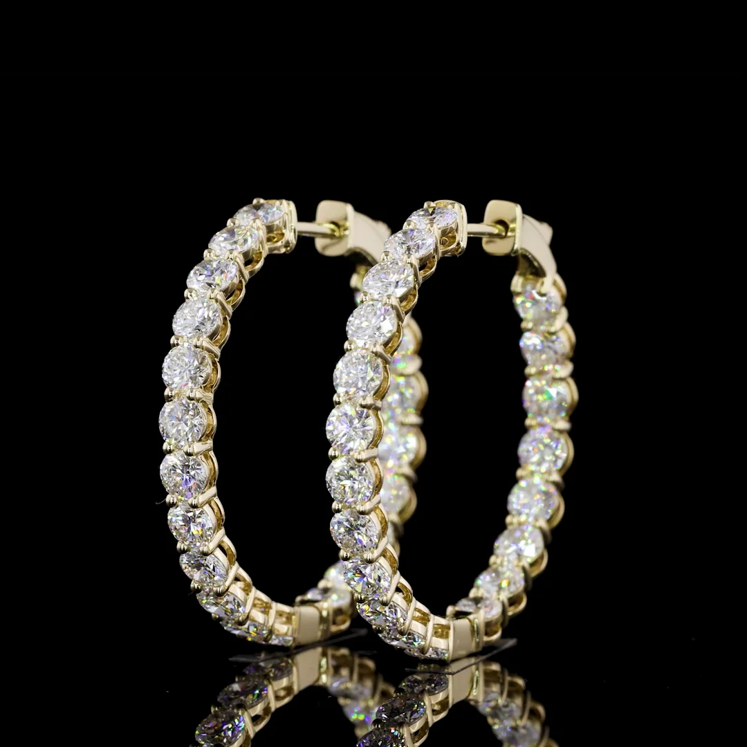 4.26 Cts 14k Yellow Gold Round Shape Hoops Earring - Image 3