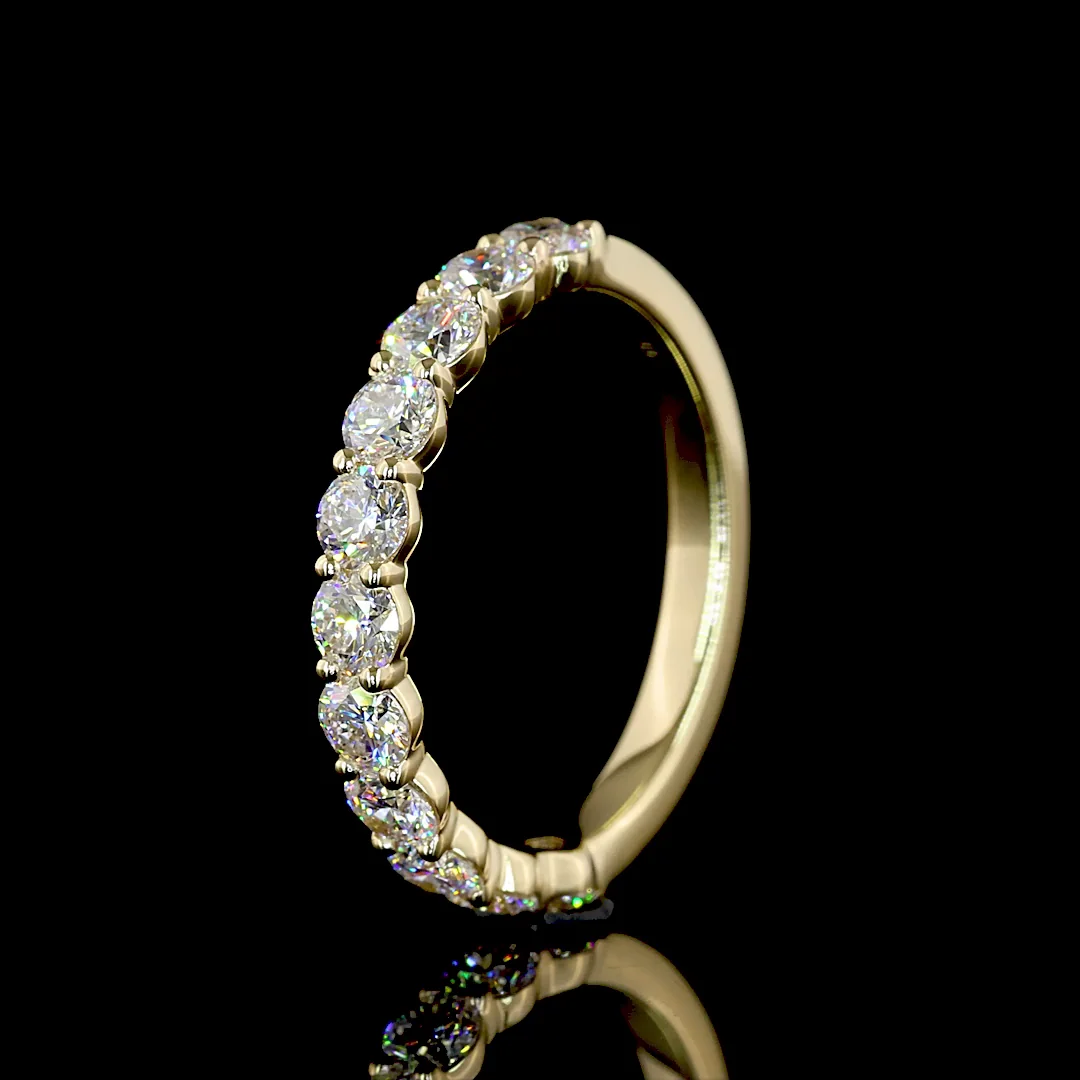 0.99 Cts 14k Yellow Gold Round Shape Half Eternity Eternity Band - Image 4