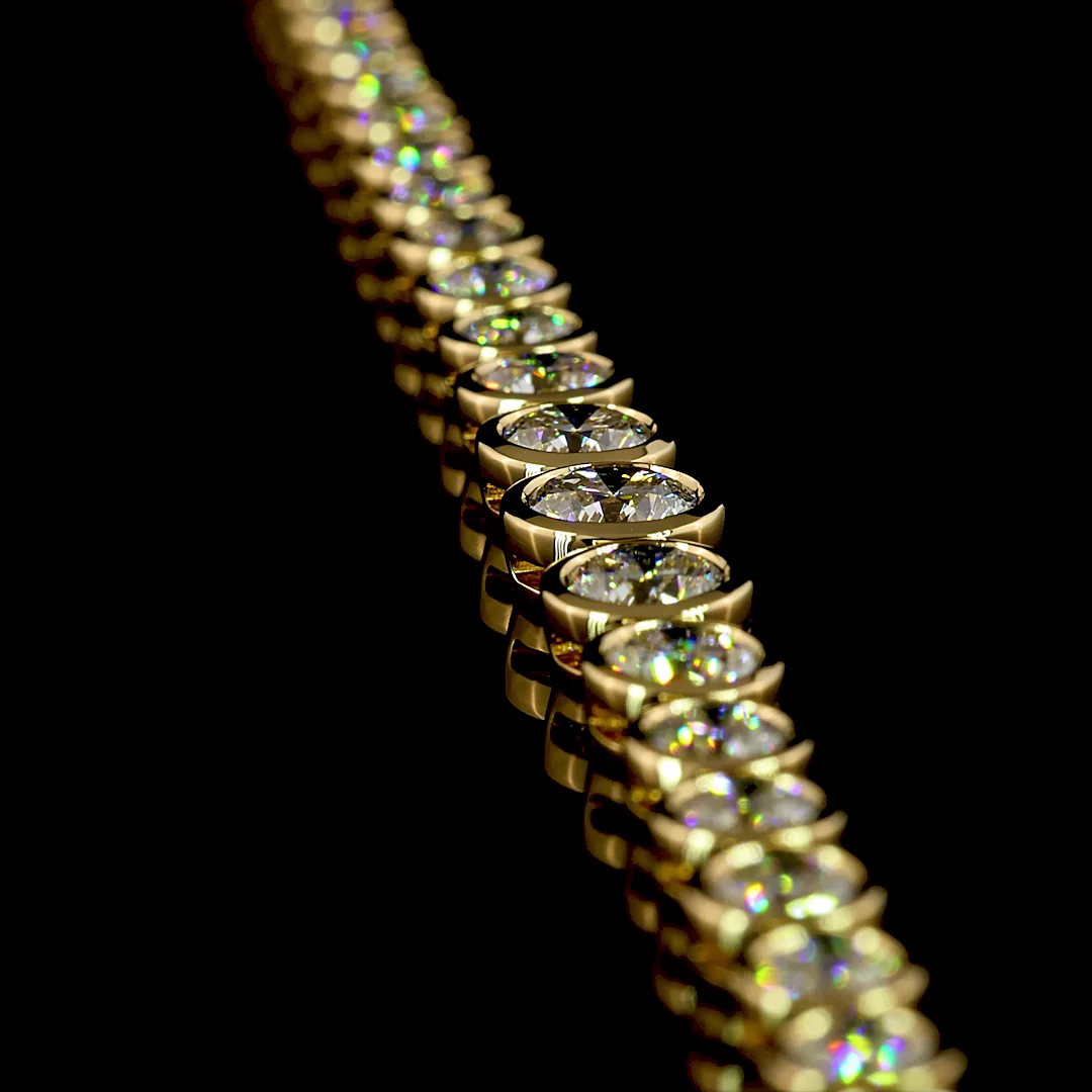 10.4 Cts 18k Yellow Gold Round Shape Riviera Necklace - Image 2