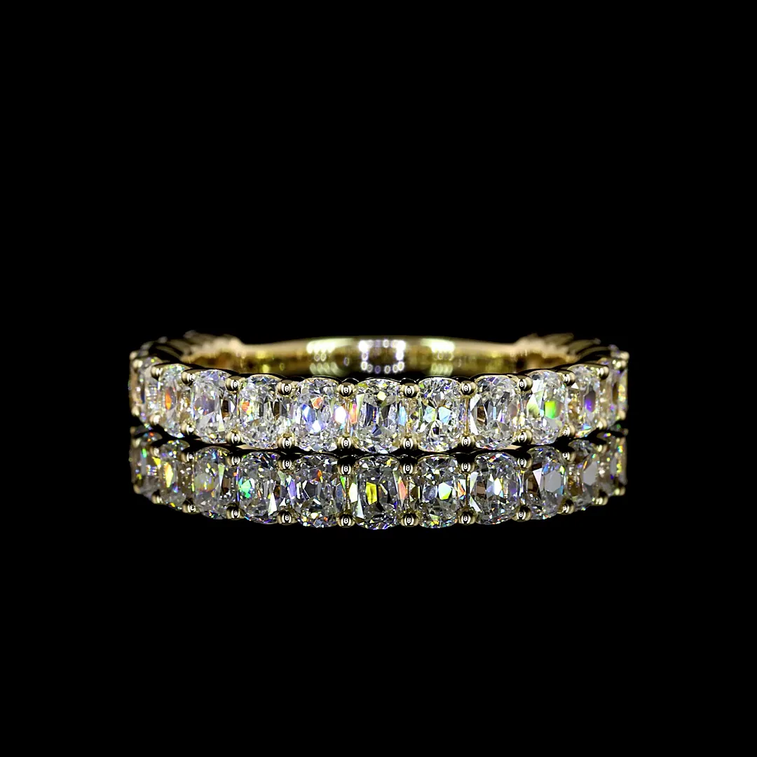 1.54 Cts 14k Yellow Gold Antique Cushion Shape 3/4 Band Eternity Band - Video