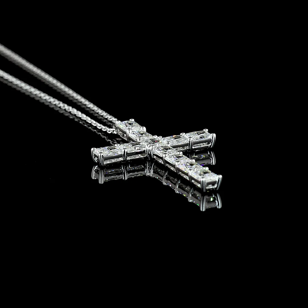 2.35 Cts 14k White Gold Radiant Shape Symbol Pendant - Image 2