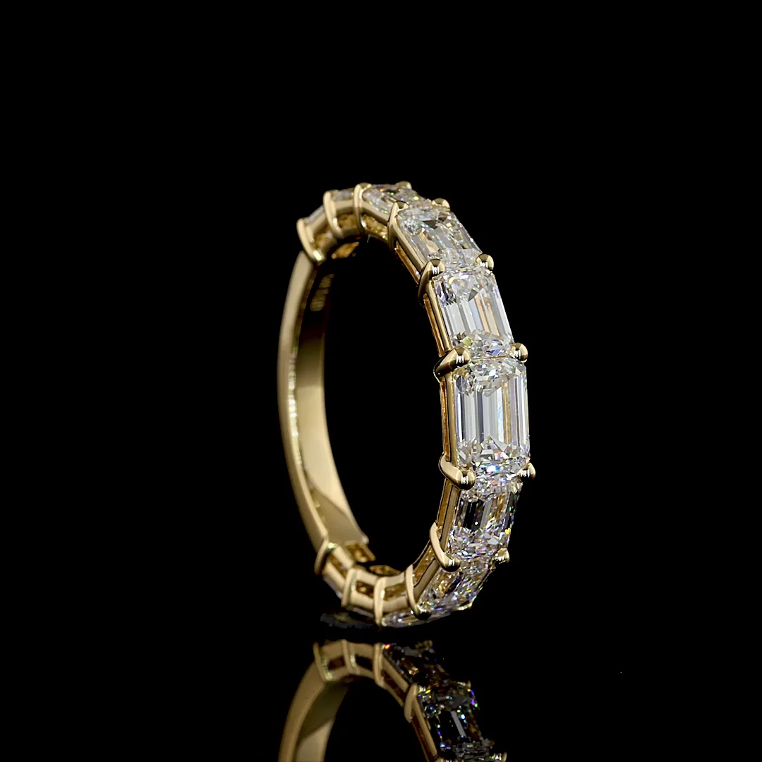 2.02 Cts 14k Yellow Gold Emerald Shape 3/4 Band Eternity Band - Image 2