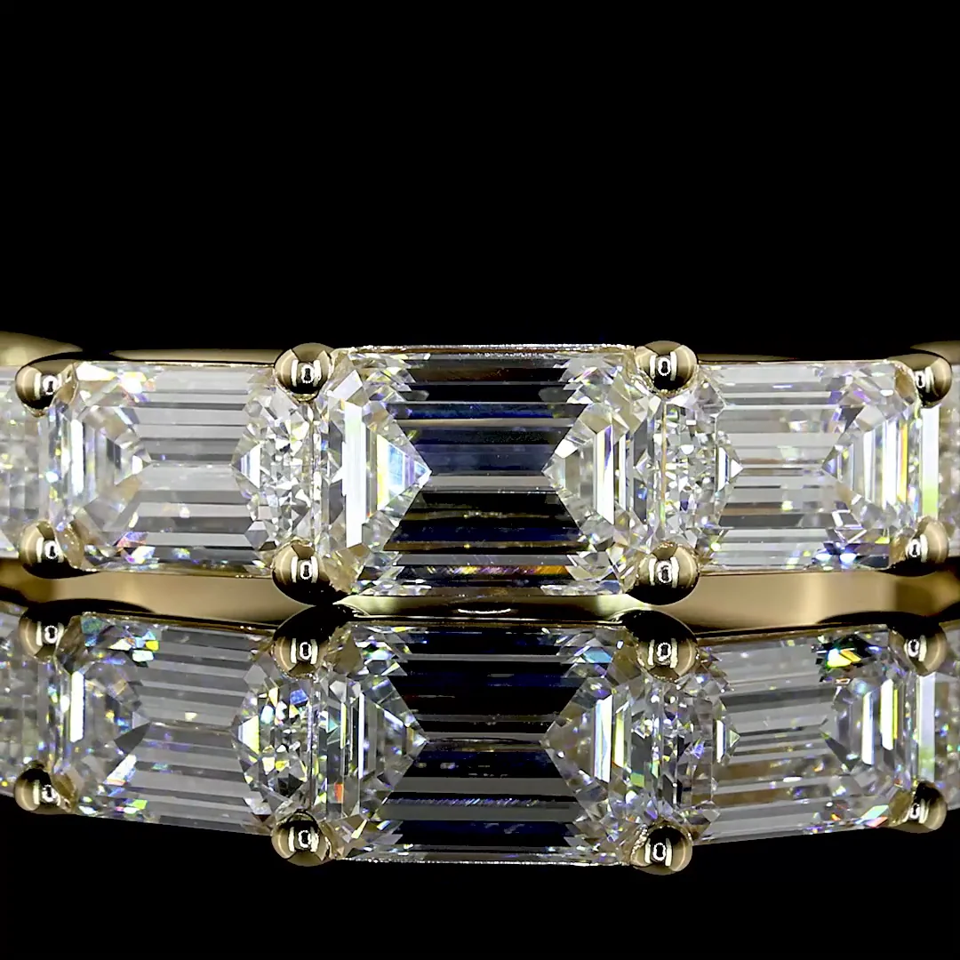 2.02 Cts 14k Yellow Gold Emerald Shape 3/4 Band Eternity Band - Image 3
